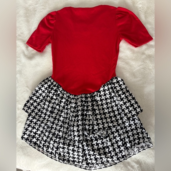 NWT Le Maj Red with Houndstooth Girls Dress, Size 14 - Picture 4 of 9